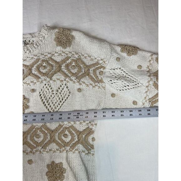 Vintage Express Tricot Sweater Womens Large Ivory Cream Long Sleeve Handknitted - Picture 12 of 16